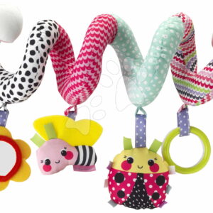 Spirála s aktivitami Pink Spiral Activity Toy Infantino ke kočárku chrastící a šustící hračky růžová od 0 měsíců