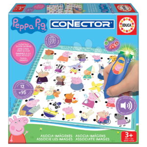 Společenská hra Peppa Pig Conector Educa s inteligentním perem se zvukem a světlem 95 otázek a odpovědí ve španělštině francouzštině portugalštině angličtině