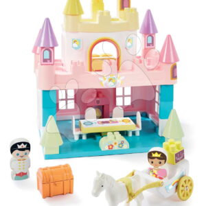 Stavebnice Duhový zámek Rainbow Castel Abrick Écoiffier s kočárem a 2 figurkami od 18 měsíců