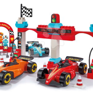 Stavebnice Závody Formule 1 Grand Prix Abrick Écoiffier s 3 autíčky a 4 figurkami od 18 měsíců