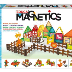 Stavebnice magnetická Zoo Magnetics Park Zoo Educa 50 barevných dílků se 4 figurkami zvířátek