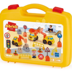 Stavebnice v kufříku pracovní stroje Public Work Suitcase Abrick Écoiffier 43 doplňků s figurkou a značkami od 18 měsíců