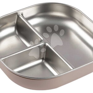 Talíř pro miminka Stainless Steel Divided Plate Cotton Candy Beaba z nerezové oceli dělený růžový od 4 měsíců