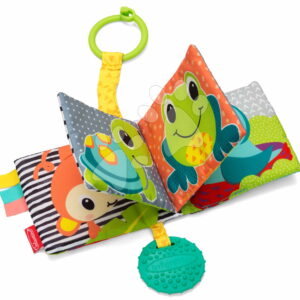 Textilní knížka Link & Squeak Animal Crinkle Book Infantino s kousátkem od 0 měsíců