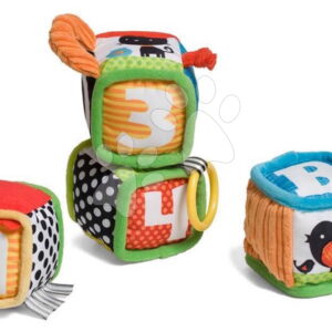 Textilní kostky s aktivitami Discover & Play Soft Blocks Infantino 4 kostky od 0 měsíců