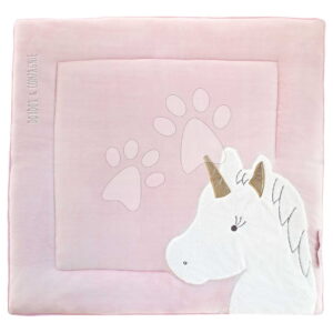 Textilní podložka na hraní s jednorožcem Park Mat Unicorn Doudou et Compagnie růžová 100*100 cm od 0 měsíců