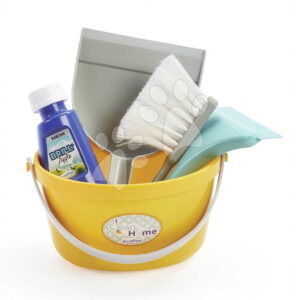 Úklidová souprava v kbelíku Cleaning Bucket Set Écoiffier 5 doplňků s lopatkou smetáčkem a stěrkou na okna
