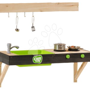 Zahradní kuchyňka Yummy 50 Wooden Mud Kitchen Exit Toys s tekoucí vodou ve dřezu a kuchyňským nářadím ET51100000