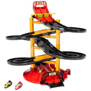 Závodní věž 3patrová Roll Racing Tower BRIO se 2 autíčky a cílem 19 dílů