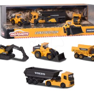 Autíčka stavební Volvo Construction Majorette s pohyblivými částmi 4 druhy v dárkovém balení