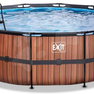 Bazén s filtrací Wood pool Exit Toys kruhový ocelová konstrukce 450*122 cm hnědý od 6 let