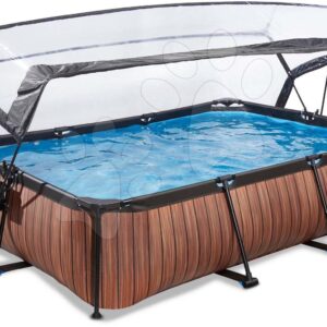 Bazén s krytem a filtrací Wood pool Exit Toys ocelová konstrukce 300*200 cm hnědý od 6 let
