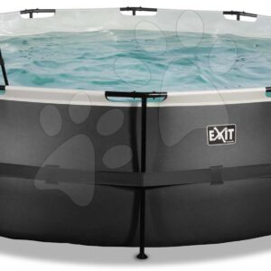 Bazén s pískovou filtrací Black Leather pool Exit Toys kruhový ocelová konstrukce 488*122 cm černý od 6 let
