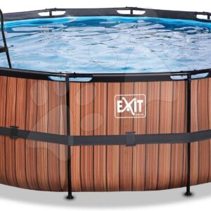 Bazén s pískovou filtrací Wood pool Exit Toys kruhový ocelová konstrukce 450*122 cm hnědý od 6 let