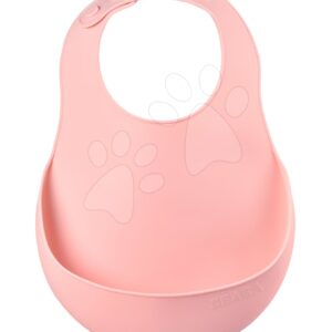 Bryndák pro děti Silicone Bib Old Pink Beaba z měkkého silikonu a knoflíky růžový od 0 měsíců