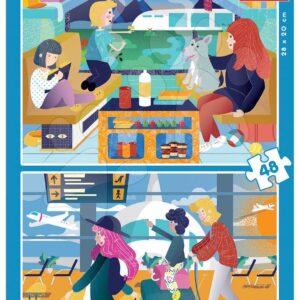 Dětské puzzle Letiště a Vlakového nádraží Educa 2 x 48 dílků