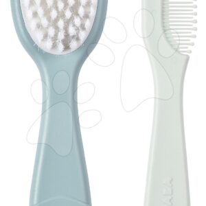 Dětský hřeben a kartáč na vlásky Beaba Baby Brush and Comb Green Blue zelený od 0 měsíců
