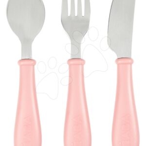 Dětský příbor Old Pink Beaba 3dílný lžička vidlička a nůž růžový 15 cm od 12 měsíců