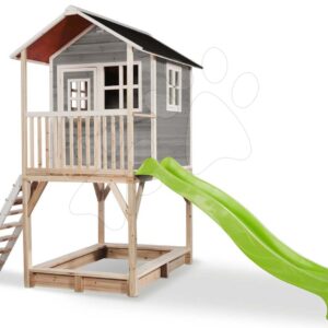 Domeček cedrový na pilířích Loft 700 Grey Exit Toys s voděodolnou střechou pískovištěm a skluzavkou 2