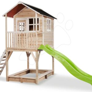 Domeček cedrový na pilířích Loft 700 Natural Exit Toys s voděodolnou střechou pískovištěm a skluzavkou 2