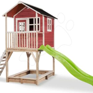 Domeček cedrový na pilířích Loft 700 Red Exit Toys s voděodolnou střechou pískovištěm a skluzavkou 2