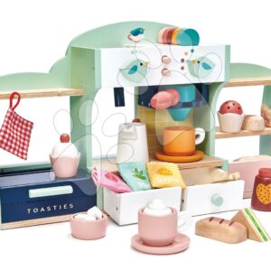 Dřevěná kavárna Ptačí hnízdo Bird's Nest Café Tender Leaf Toys s vypracovanými doplňky a nálepkami