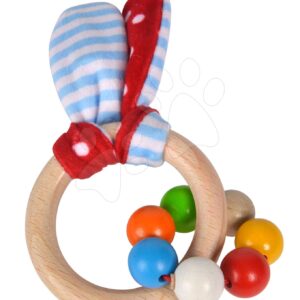 Dřevěné chrastítko Toy with Ears Baby Eichhorn s oušky a kuličkami od 3 měsíců