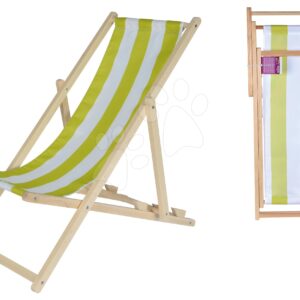Dřevěné lehátko skládací pro děti Outdoor Kids Sunchair Eichhorn s pruhovaným potahem s UV filtrem nosnost 40 kg