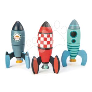 Dřevěné skládací rakety Rocket Construction Tender Leaf Toys kreativní hra 3 druhy