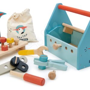 Dřevěný kufřík Tap Tap Tool Box Tender Leaf Toys s pracovním nářadím a zatloukačkou
