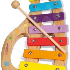 Dřevěný xylofon Music Xylophone Eichhorn barevný 8 tónů s kladívkem od 24 měsíců