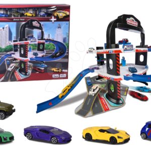 Garáž 3patrová ve městě Urban Garage Majorette 5 kovových autíček od 5 let