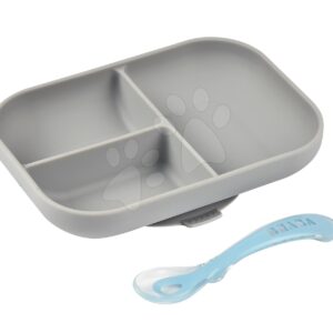 Jídelní souprava Silicone Grey Beaba 2dílná talíř a vidlička šedá silikon