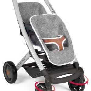 Kočárek pro dvě panenky DeLuxe Pastel Maxi Cosi&Quinny Grey Smoby s polohovatelnou opěrkou a 65 cm výška rukojeti