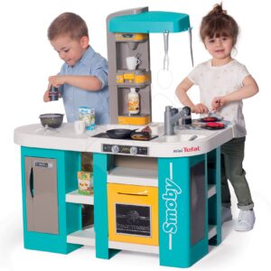 Kuchyňka elektronická Tefal Studio 360° XL Bubble Smoby tyrkysovo-žlutá s magickým bubláním a těstovinami s 34 doplňky