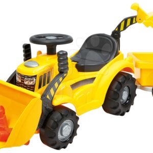 Odrážedlo s přívěsem Backhoe Ride on Maxi Abrick Écoiffier s bagrem a nakladačem 6 maxi kostek od 12–36 měsíců