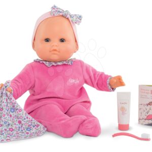 Panenka Eloise Pink jde do postýlky Mon Grand Poupon Corolle 36 cm s modrými mrkacími očima a 4 doplňky od 24 měs