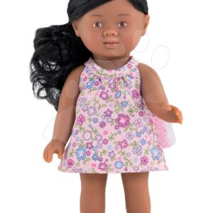 Panenka Mini Corolline Rosaly Les Trendies Corolle s hnědýma očima a fialové kytičky na šatech 20 cm