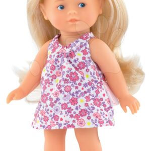 Panenka Mini Corolline Rosy Les Trendies Corolle s modrýma očima a růžové kytičky na šatech 20 cm od 3 let