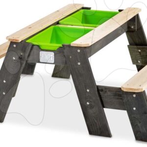 Pískoviště cedrové stůl na vodu a písek Aksent sand&water table Exit Toys piknikové se 2 lavicemi a krytem