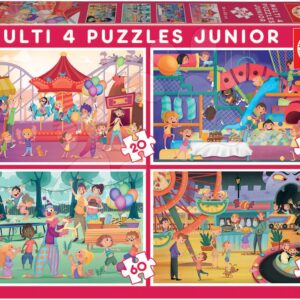 Puzzle Multi 4 Junior Park atractions+Children's party Educa 20-40-60-80 dílků od 4 let