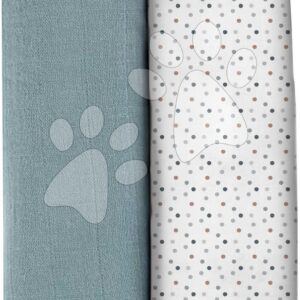 Textilní pleny z bavlněného mušelínu Bolte 2 Swadlles 120 cm Beaba Baltic Blue/Points sada 2 kusů od 0 měs