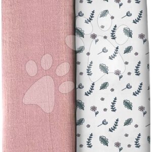 Textilní pleny z bavlněného mušelínu Bolte 2 Swadlles 120 cm Beaba Old Pink/Floral sada 2 kusů od 0 měs