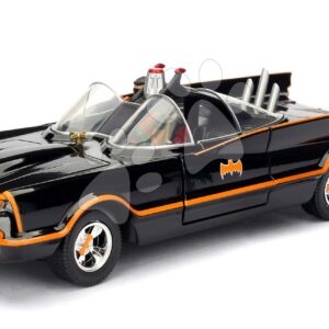 Autíčko Batman 1966 Classic Batmobile Jada kovové s otevíratelnými dveřmi a figurkou Batmana délka 22 cm 1:24