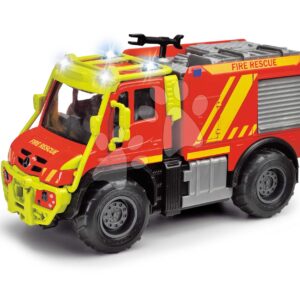 Autíčko hasičské Unimog U530 Fire Truck Majorette so zvukom a svetlom s gumenými kolieskami dĺžka 14 cm MJ3712003