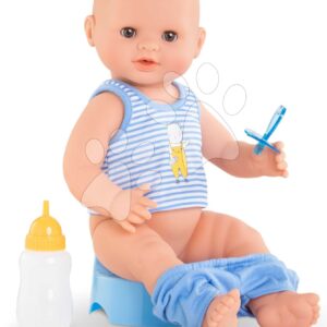 Bábika Paul pije a ciká s Grand Poupon Corolle s hnědými klipkajícími očima a 3 doplňky 36 cm od 24 měs