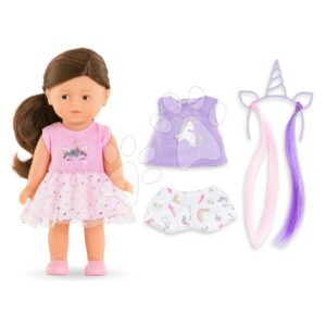Bábika Romy Unicorn Set Mini Corolline Corolle hnědé vlasy a hnědé oči 20 cm 3 doplňky