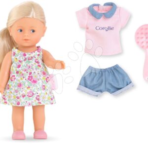 Bábika Rosy Mini World Set Mini Corolline Corolle blond vlasy a modré oči s oblečením 3 doplňky 20 cm
