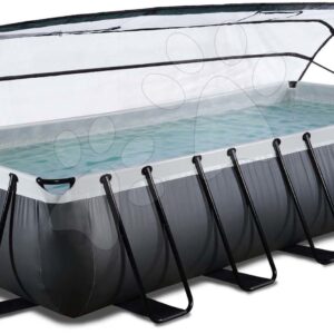 Bazén s krytem pískovou filtrací a tepelným čerpadlem Black Leather pool Exit Toys ocelová konstrukce 540*250*100 cm černý od 6 let