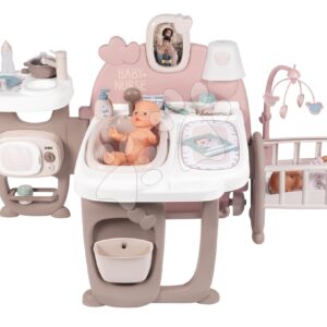 Domeček pro panenku Large Doll's Play Center Natur D'Amour Baby Nurse Smoby trojkřídlý s 23 doplňky (kuchyňka